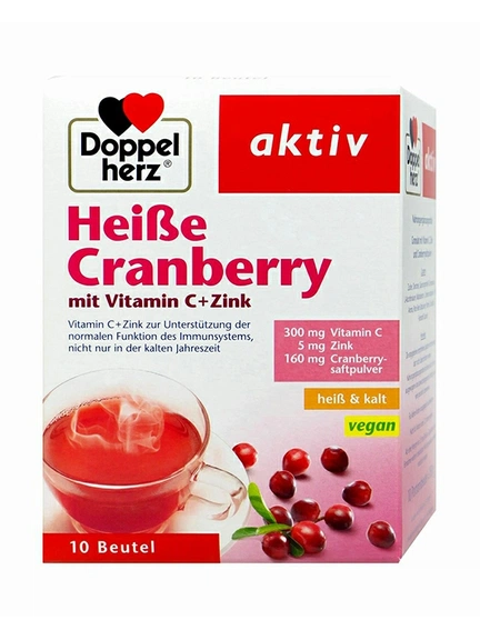 Doppelherz Aktiv, горячая клюква с витамином С + Цинк, Чай, 10 шт