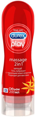 Дюрекс, гель-смазка Play Massage 2 in 1 Sensual с чарующим Иланг-Илангом, 200 мл