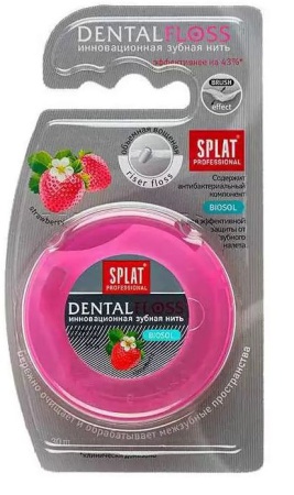 СПЛАТ Professional Dental Floss, Зубная нить объемная (Клубника), 30 м
