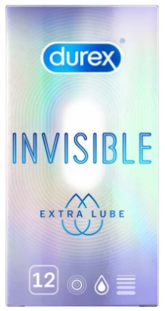 Презервативы Дюрекс Invisible Extra Lube, 12 шт