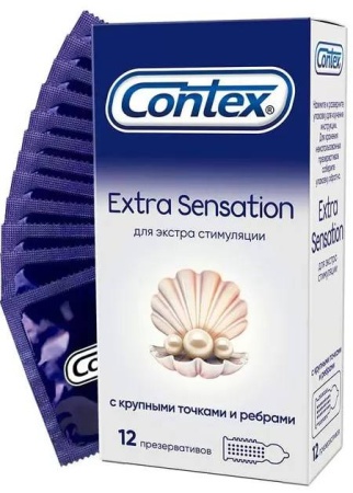 Презервативы КОНТЕКС Extra Sensation с крупными точками и ребрами, 12 шт