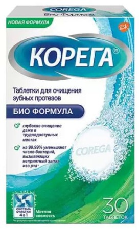 Корега Биоформула, для зубных протезов, Таблетки, 30 шт