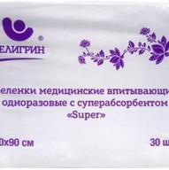 Пелигрин Super, пеленки медицинские впитывающие одноразовые нестерильные, 30 шт, 60 см х 90 см