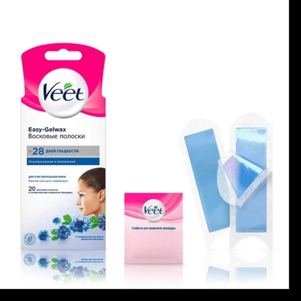 Veet Easy Gel-wax, Полоски для депиляции, 20 шт