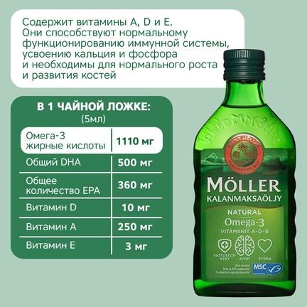 Möller, рыбий жир, Жидкость, 250 мл