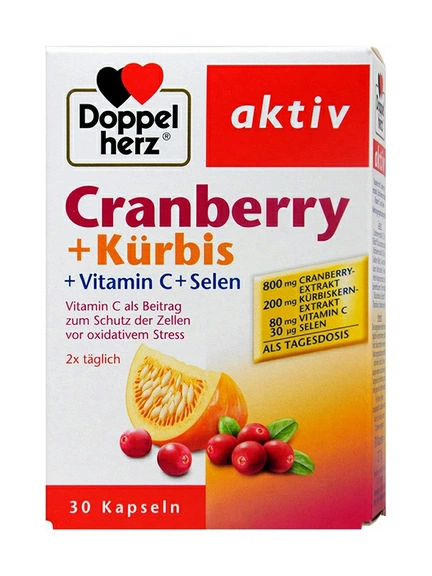 Doppelherz Aktiv, клюква + тыква + витамин C + селен, Капсулы, 30 шт