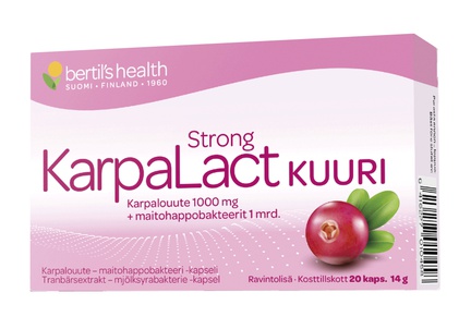 Bertil’s health KarpaLact Strong, экстракт клюквы и молочнокислые бактерии, Капсулы желатиновые, 20 шт