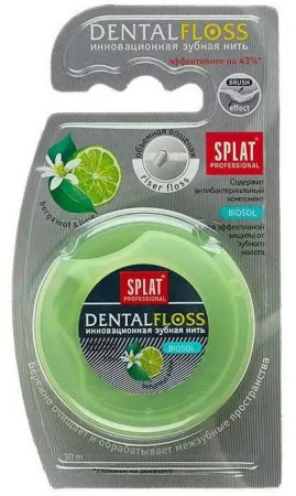 СПЛАТ Professional Dental Floss, Зубная нить объемная (Лайм и бергамот), 30 м