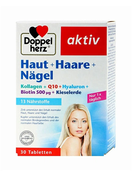 Doppelherz Aktiv, кожа + волосы + ногти, таблетки, 30 шт