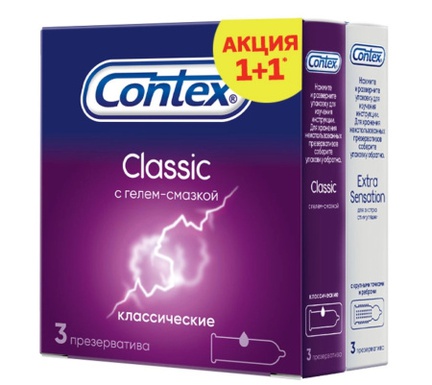 КОНТЕКС набор, Презервативы Classic 3 шт. + Extra Sensation 3 шт, 6 шт