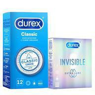 Durex презервативы classic, 12 шт + invisible extra lube, 3 шт, 15 шт