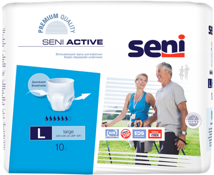 Seni Active, трусы впитывающие для взрослых, L, 10 шт