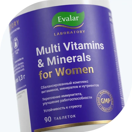 Мультивитамины и минералы женские, Таблетки, 90 шт