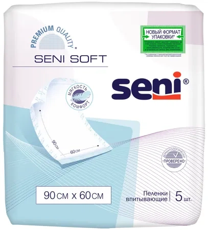 Пеленки Seni Soft, 5 шт, 90 см x 60 см