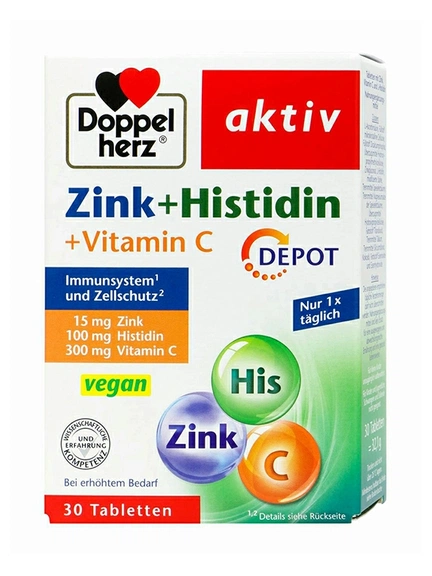 Doppelherz Aktiv, wинк + гистидин + витамин C, таблетки, 30 шт