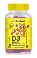 Makrobios, витамины D3+Ca+K2 для детей, Пастилки жевательные, 60 шт (Ягоды)