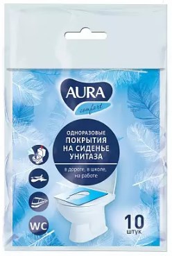 Aura, одноразовое покрытие на сидение унитаза, 10 шт