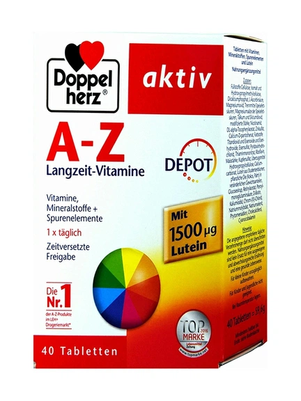Doppelherz Aktiv, витамины длительного действия, A-Z депо, Таблетки, 40 шт