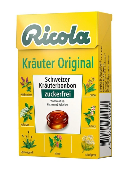 Ricola Швейцарские травяные конфеты (в коробке) без сахара, 50 г, Леденцы для рассасывания (Шалфей)