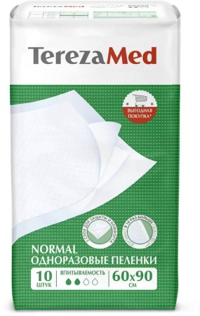 TerezaMed Normal, пеленки одноразовые, 10 шт, 60 см х 90 см