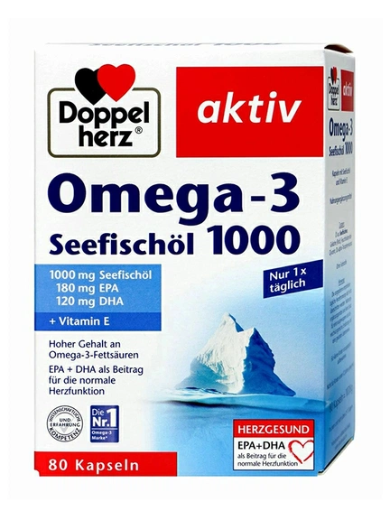 Doppelherz Aktiv, Омега-3, жир морских рыб, Капсулы, 80 шт
