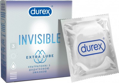Презервативы Дюрекс Invisible Extra Lube, 3 шт