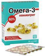 Омега-3 концентрат 60%, Капсулы желатиновые, 80 шт