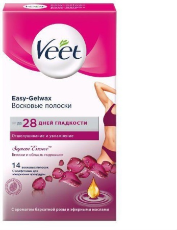 Veet, Полоски для депиляции, 14 шт (Бархатная роза)