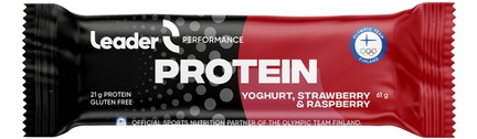 Leader Performance Protein, Батончик, 61 г (Йогурт, клубника и малина)