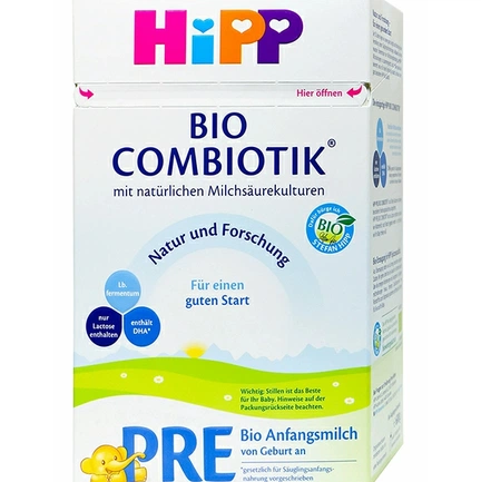 Hipp Bio Combiotik, сухая начальная молочная смесь с самого рождения, Пре-формула с метафолином, 600 г