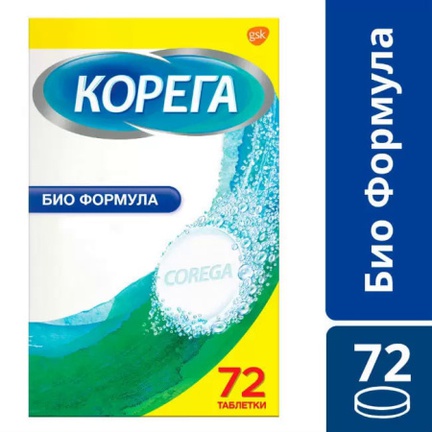Корега Биоформула, для зубных протезов, Таблетки, 72 шт