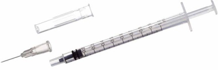 Шприц одноразовый стерильный трехкомпонентный 1 мл с иглой 27G (0.4 х 13 мм), 1 шт