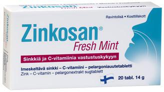 Zinkosan Fresh Mint, цинк и витамин С, Таблетки, 20 шт (Ментол)