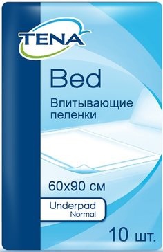 Тена Бед Андерпад Нормал, простыни впитывающие гигиенические, 10 шт, 60 см х 90 см