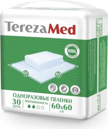 TerezaMed Normal, пеленки одноразовые, 60 см х 60 см, 30 шт