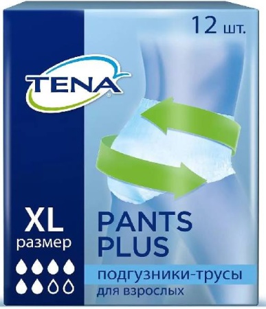 Тена Пантс Плюс, подгузники-трусы, 12 шт, XL