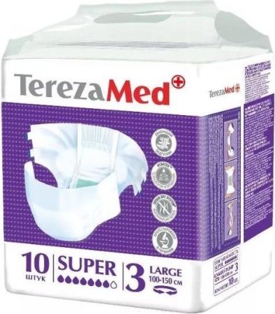 TerezaMed Super, подгузники для взрослых, L, 10 шт