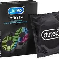 Презервативы Дюрекс Infinity, гладкие с анестетиком, 3 шт