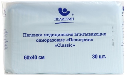 Пелигрин, пеленки впитывающие 40х60, 30 шт