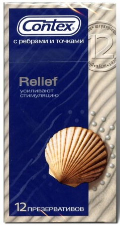 Презервативы КОНТЕКС Relief с ребрами и точками, 12 шт