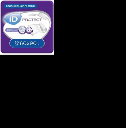 Пеленки одноразовые впитывающие iD Protect, 60 см x 90 см, 30 шт
