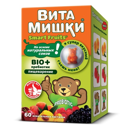 ВитаМишки Bio + пребиотик, Пастилки жевательные, 60 шт