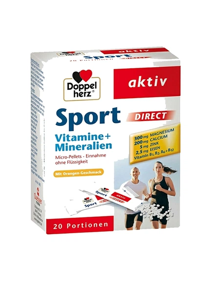 Doppelherz Aktiv, спорт, витамины + минералы, Гранулы прямого действия, 20 шт