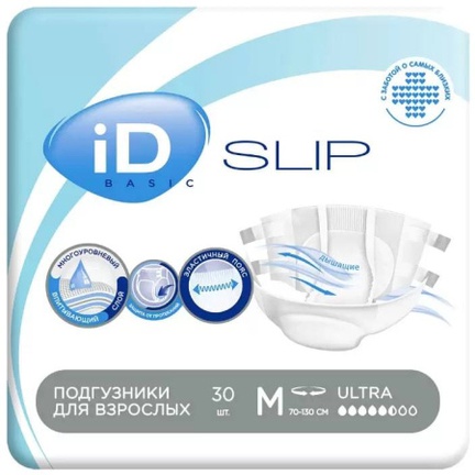 iD Slip Basic, подгузники для взрослых, М, 30 шт