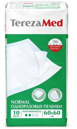 TerezaMed Normal, пеленки одноразовые, 60 см х 60 см, 10 шт