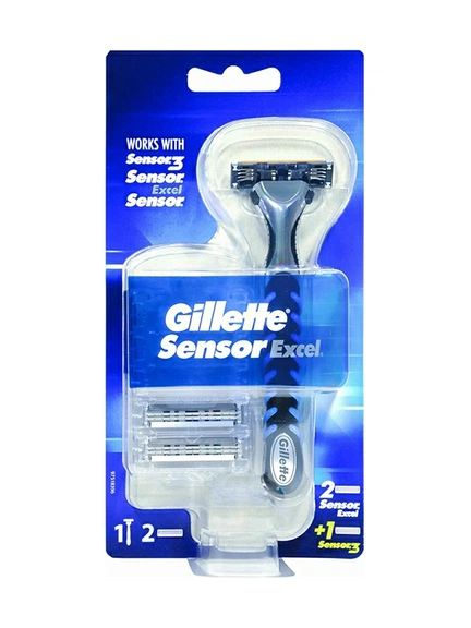 Gillette Sensor Excel, мужская одноразовая бритва + 2 лезвия, Бритва одноразовая, 1+2 шт