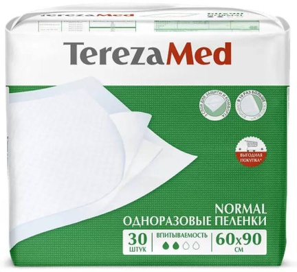 TerezaMed Normal, пеленки одноразовые, 30 шт, 60 см х 90 см