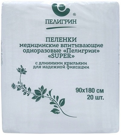Пелигрин Super, пеленки медицинские впитывающие одноразовые нестерильные, 20 шт, 90 см х 180 см