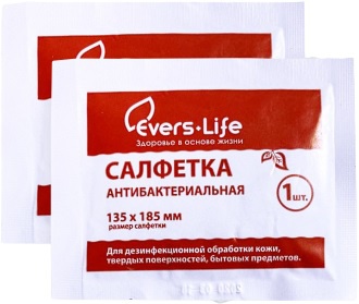 Эверс Лайф, антибактериальная спиртовая 13.5 см x 18.5 см, Салфетки, 1 шт